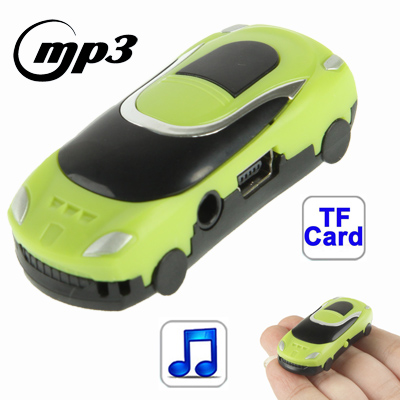 Mini Car Style TF (Micro SD) Card Slot MP3 Player with LED Light (Green) - Click Image to Close